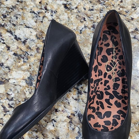 Jessica Simpson Sampson Wedge Pumps Black Smooth 8 1/2 M - Picture 7 of 10